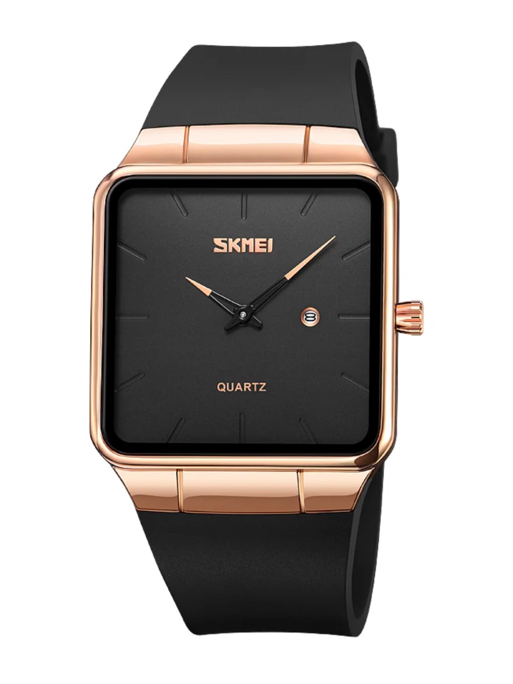 SKMEI Svelete Men’s Square Smartwatch-Style Quartz Watch, Rose Gold & Black